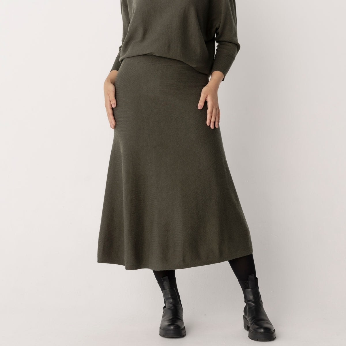Wool Cashmere Flared Skirt