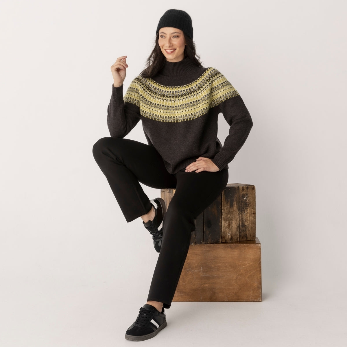 Wool Cashmere Fair Isle Turtle Neck Jumper