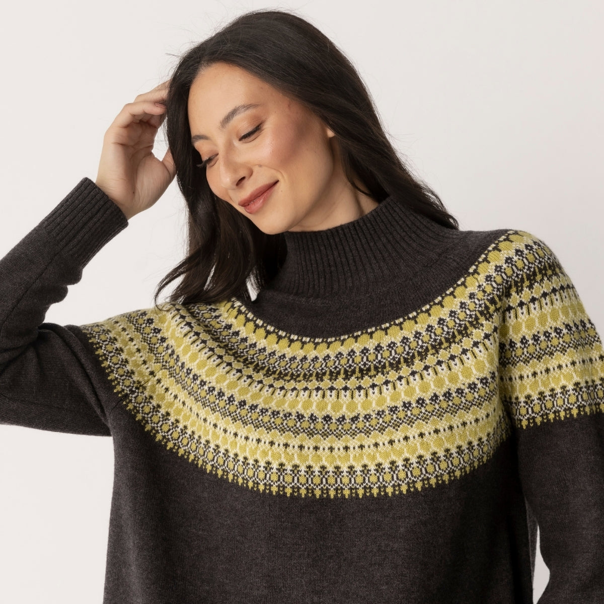 Wool Cashmere Fair Isle Turtle Neck Jumper