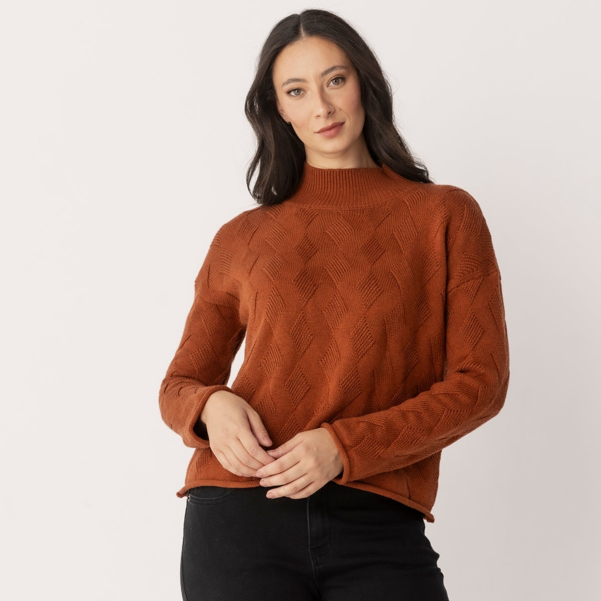 Wool Cotton Chevron Cable Jumper