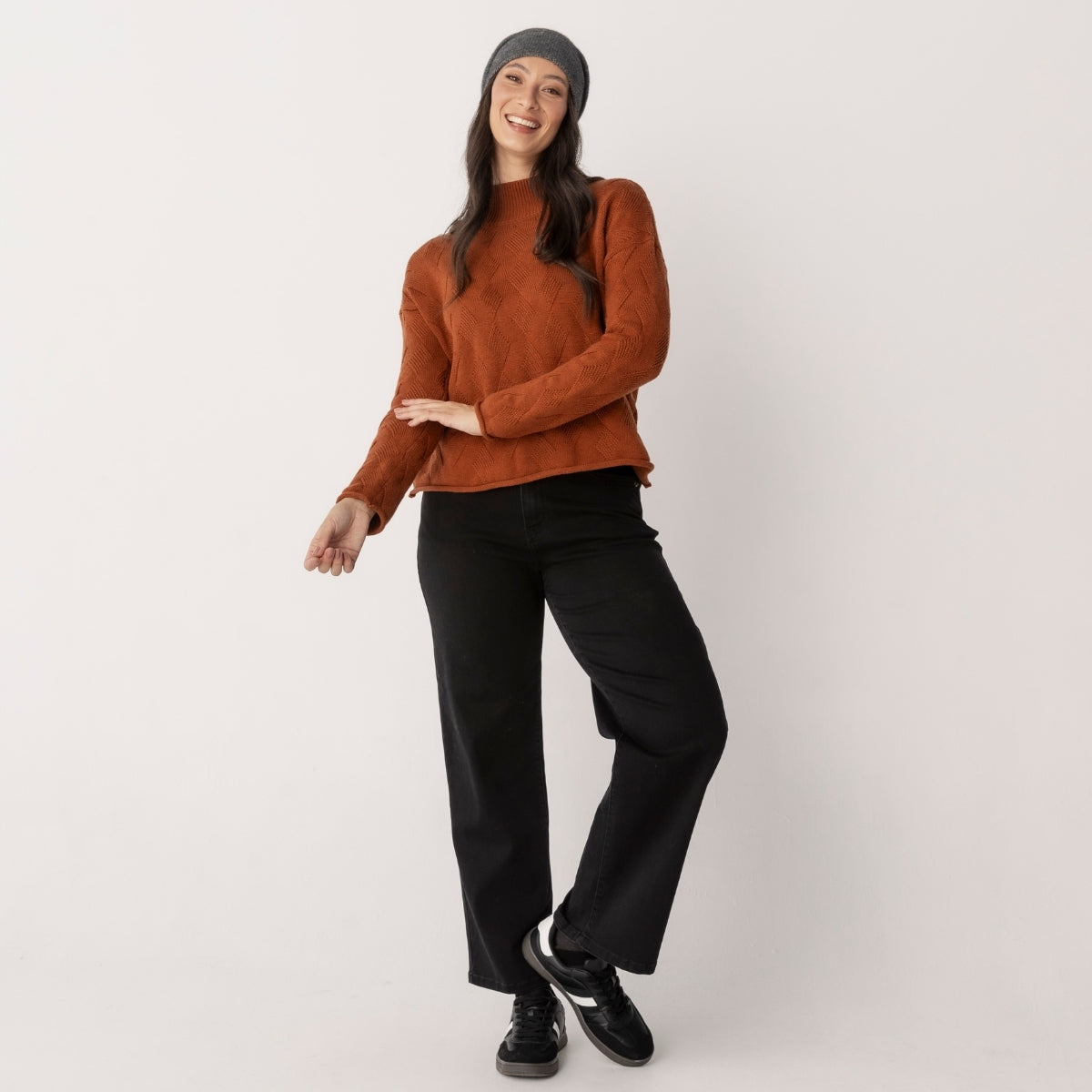 Wool Cotton Chevron Cable Jumper