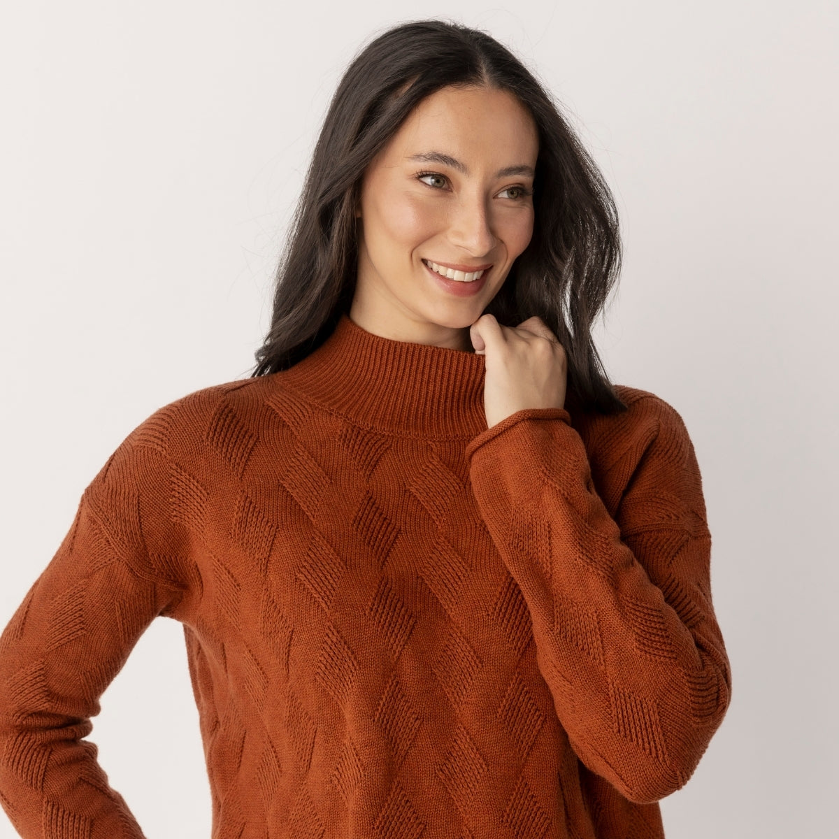 Wool Cotton Chevron Cable Jumper