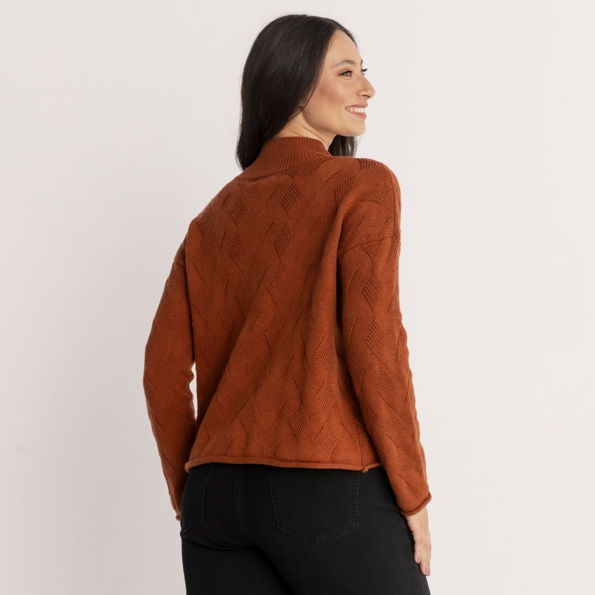 Wool Cotton Chevron Cable Jumper