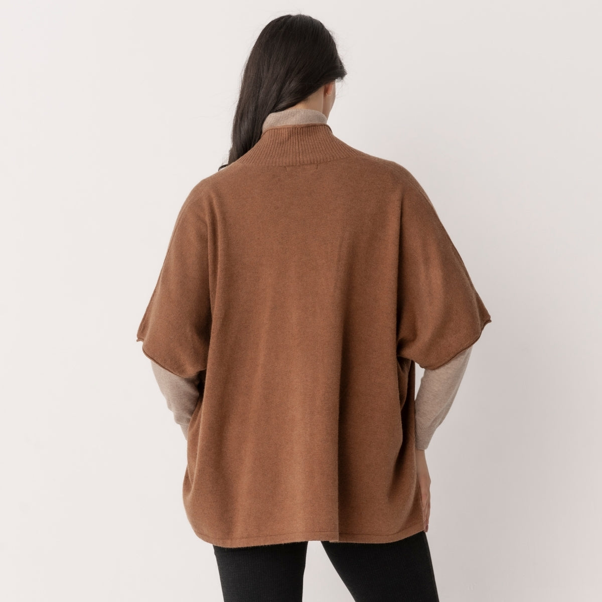Wool Blend Button Through Poncho