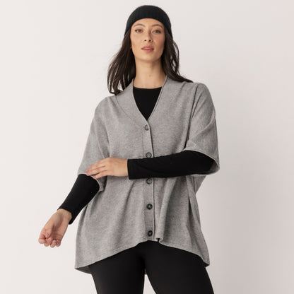 Wool Blend Button Through Poncho