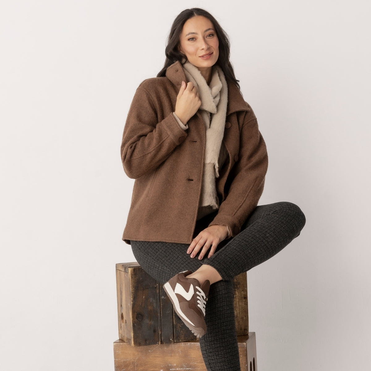Boiled Wool Viscose Coat