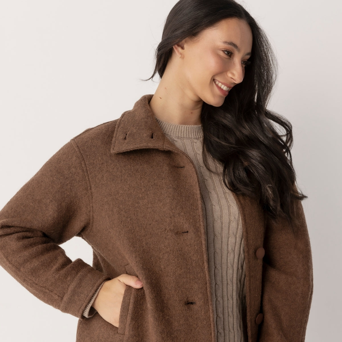Boiled Wool Viscose Coat
