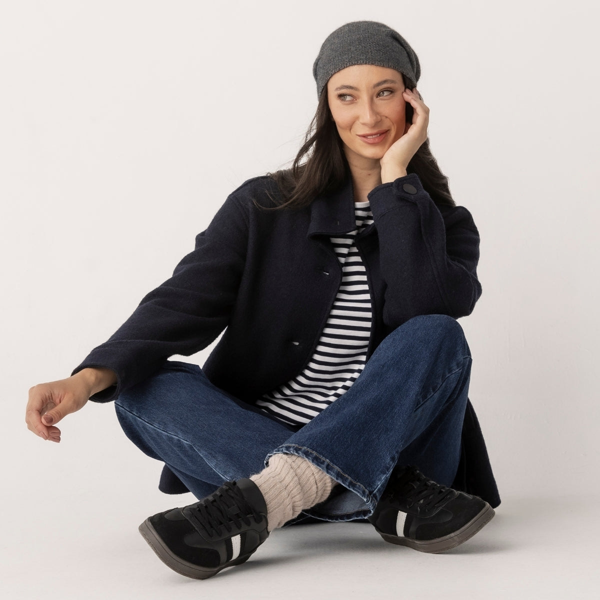 Boiled Wool Viscose Coat