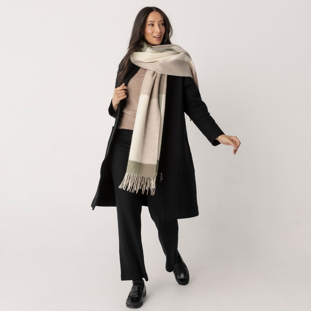 Boiled Wool Viscose Zip Coat