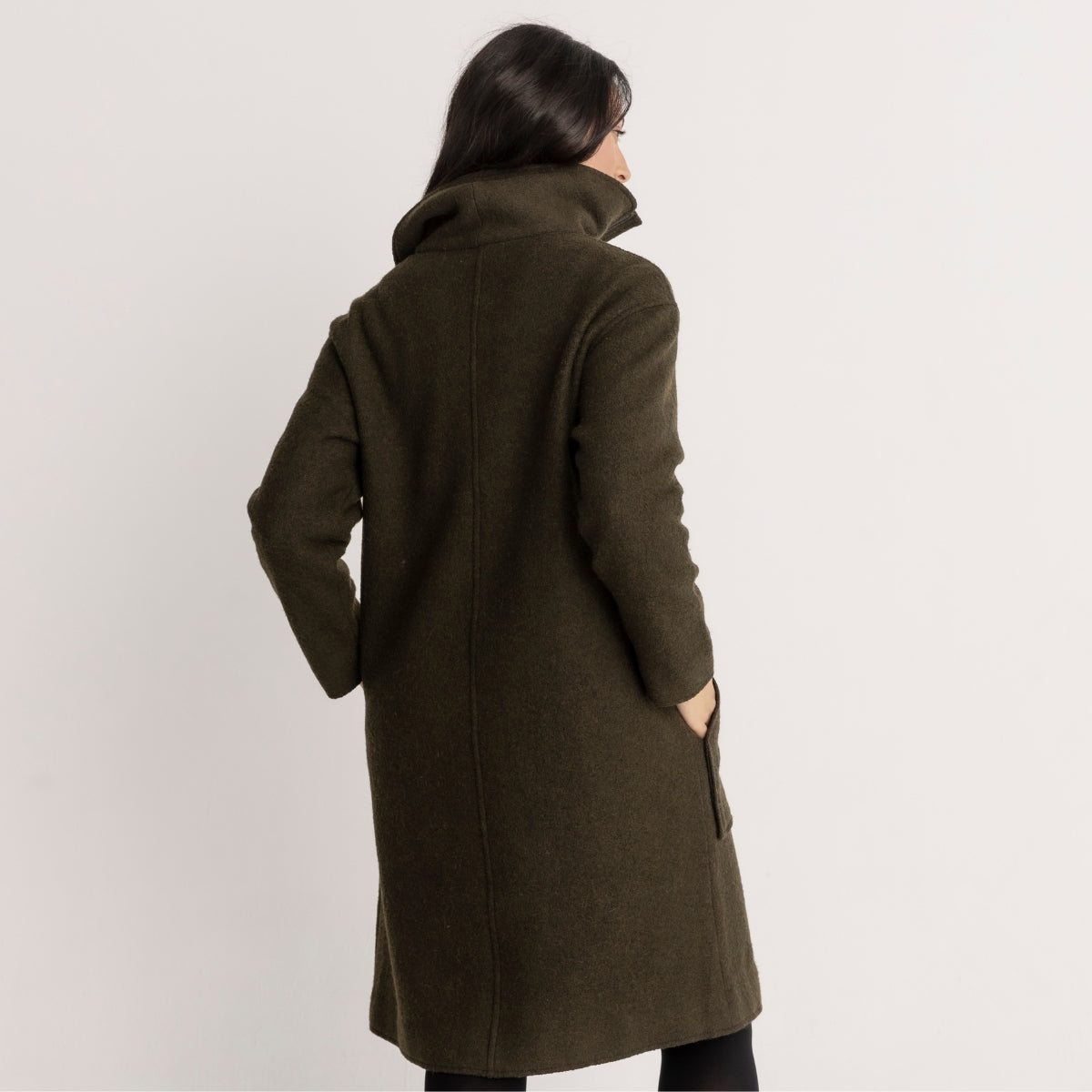 Boiled Wool Viscose Zip Coat