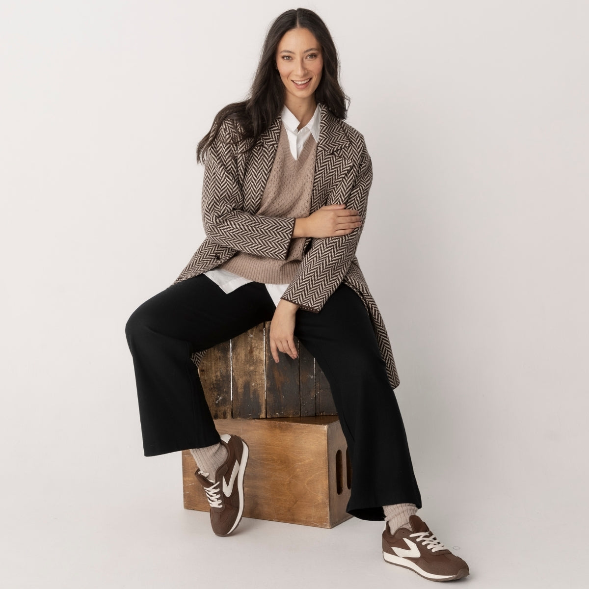 Herringbone Double Breasted Coat