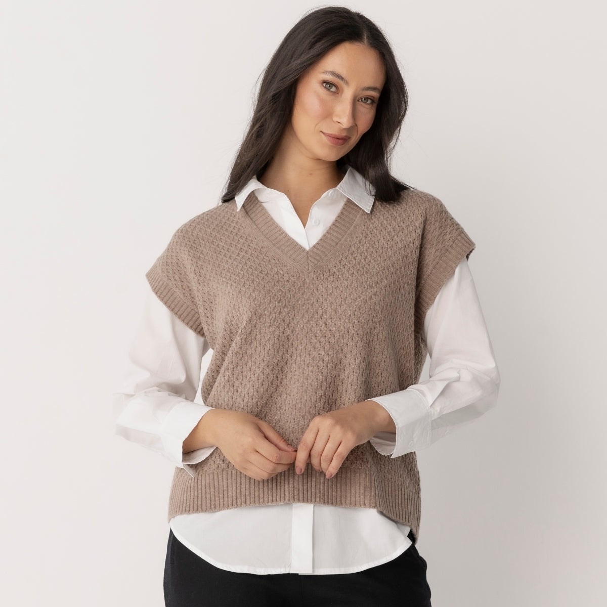 Wool Cashmere Cable Vest
