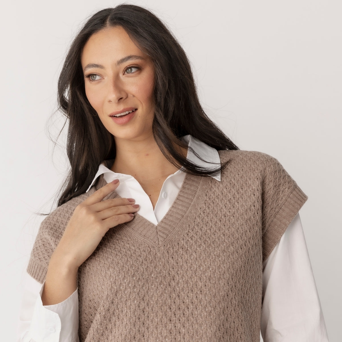 Wool Cashmere Cable Vest
