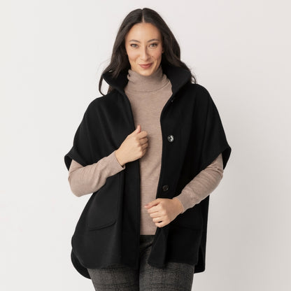 Wool Cashmere Blend Button Through Cape