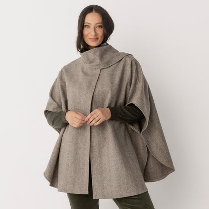 Wool Blend Cape with Scarf