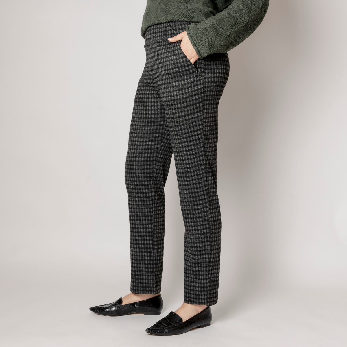 Straight Leg Jacquard Zip Detail Pants