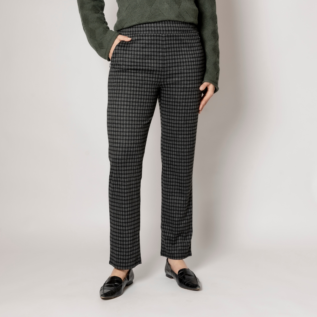 Straight Leg Jacquard Zip Detail Pants