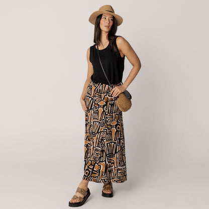 Bamboo Long Printed Skirt