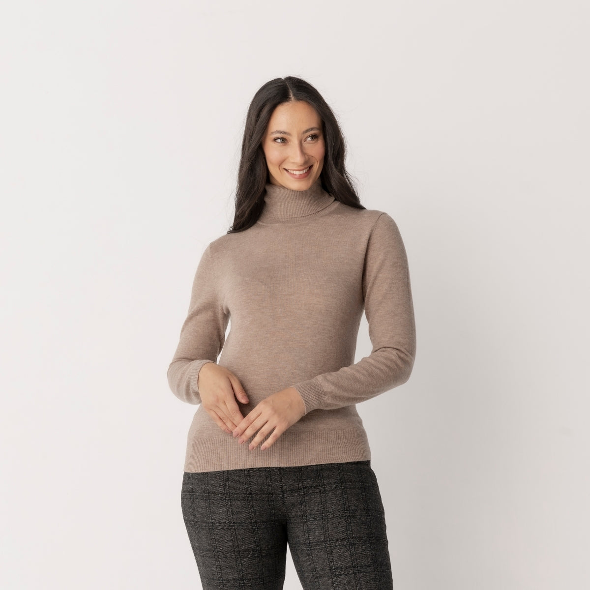 Wool Cashmere Roll Neck Jumper