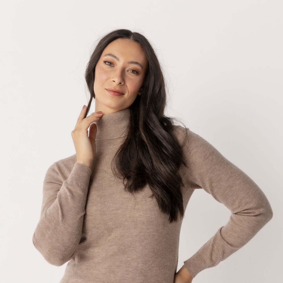 Wool Cashmere Roll Neck Jumper