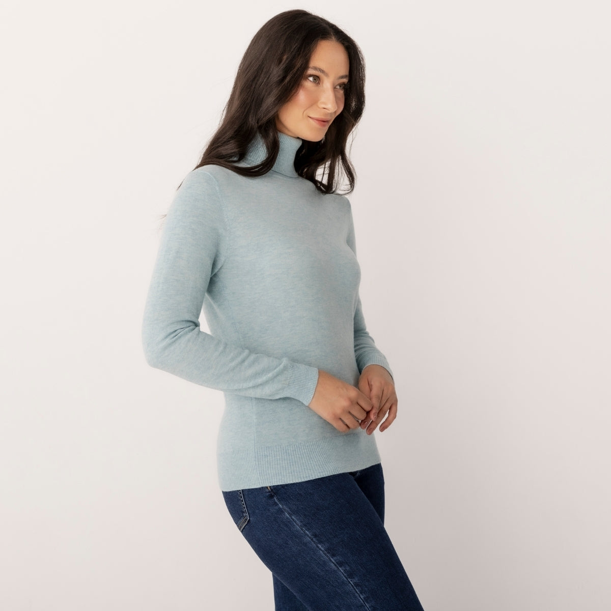 Wool Cashmere Roll Neck Jumper
