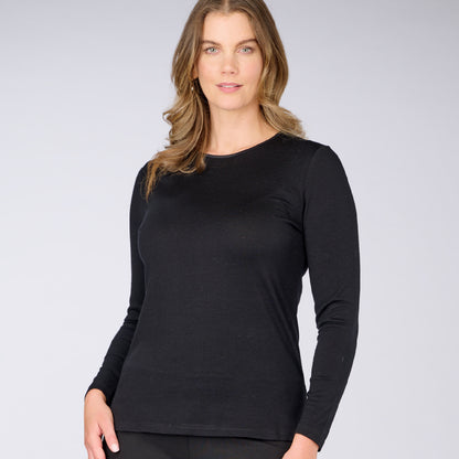 Emily Long Sleeve Merino Wool Crew Neck Top