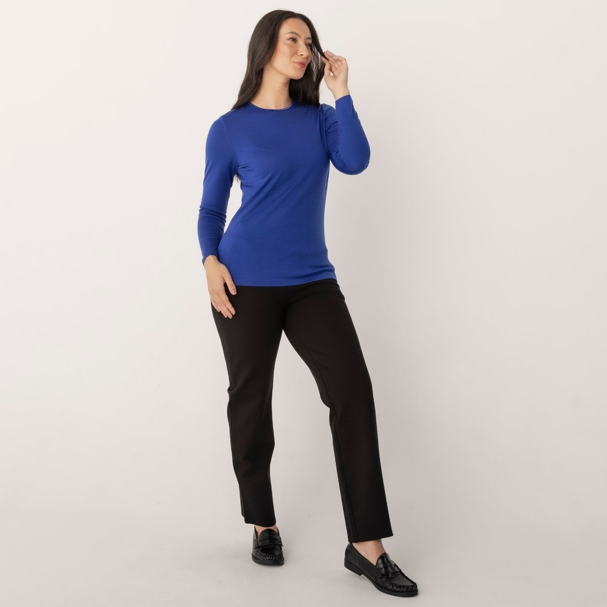 Emily Long Sleeve Merino Wool Crew Neck Top