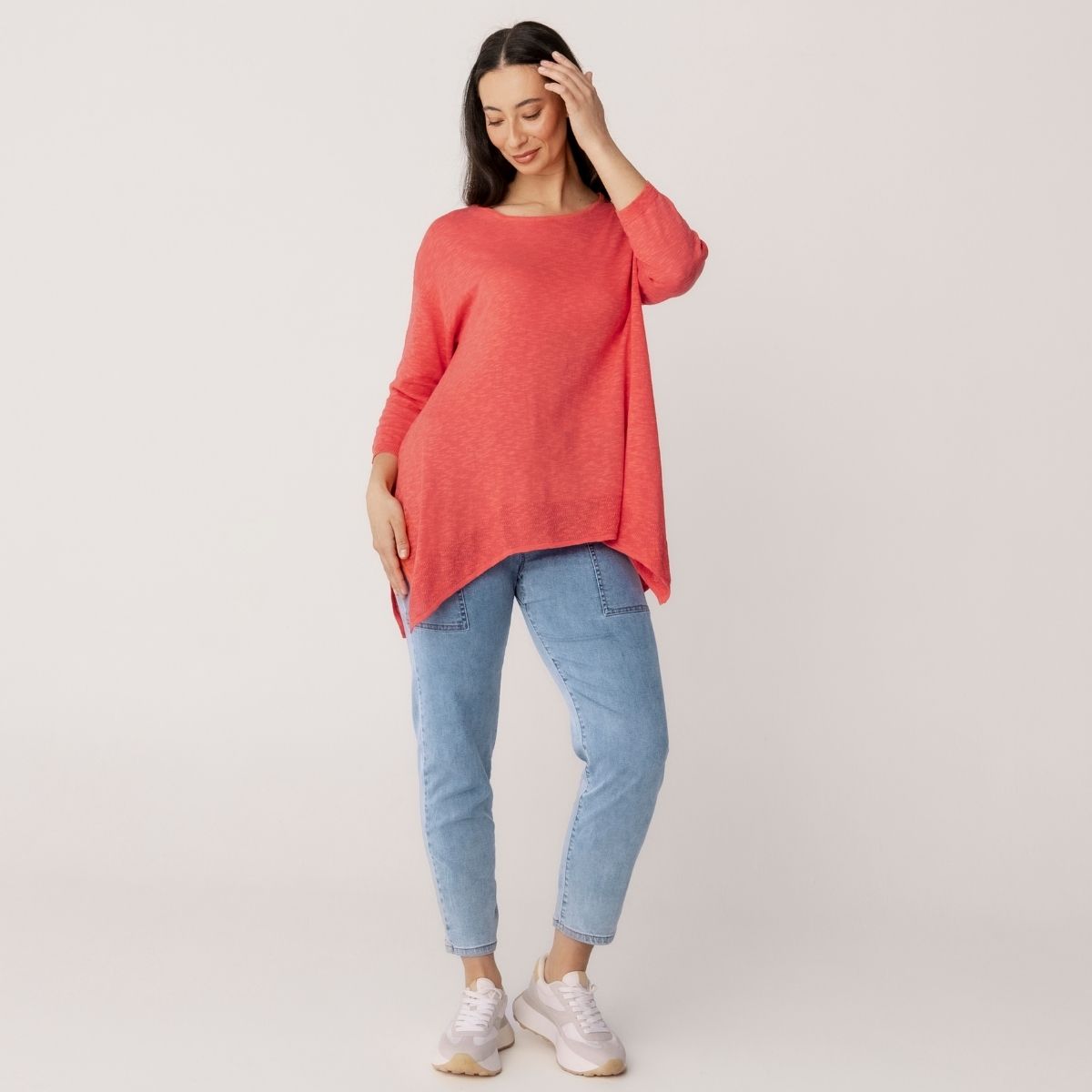 3/4 Sleeve Handkerchief Pullover