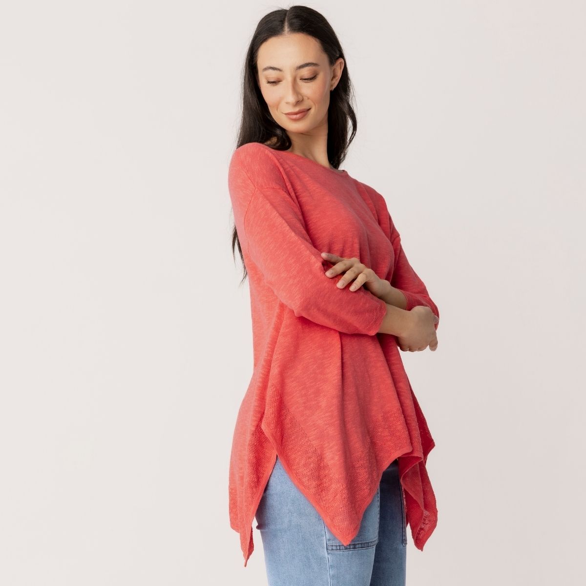 3/4 Sleeve Handkerchief Pullover