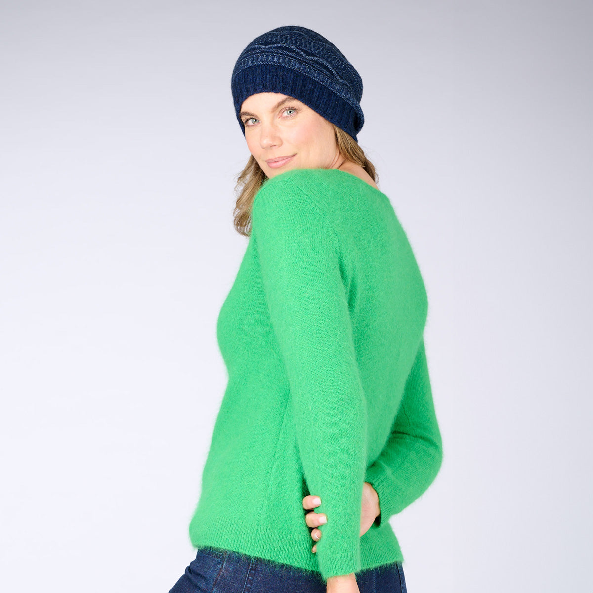 Angora Blend Crew Neck Sweater