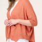 Cotton Linen Oversized Ribbed Cardigan With Lace Detail