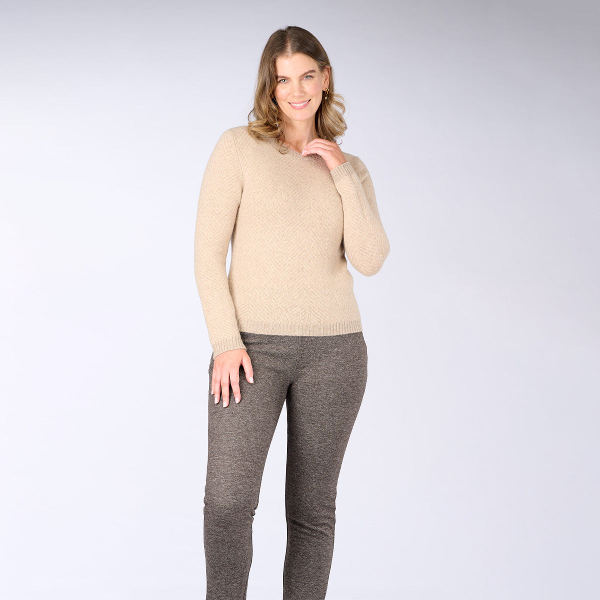 Lambswool Tonal Herringbone Sweater