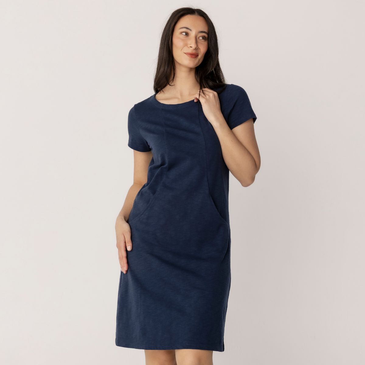 Short Sleeve Cotton Slub Dress