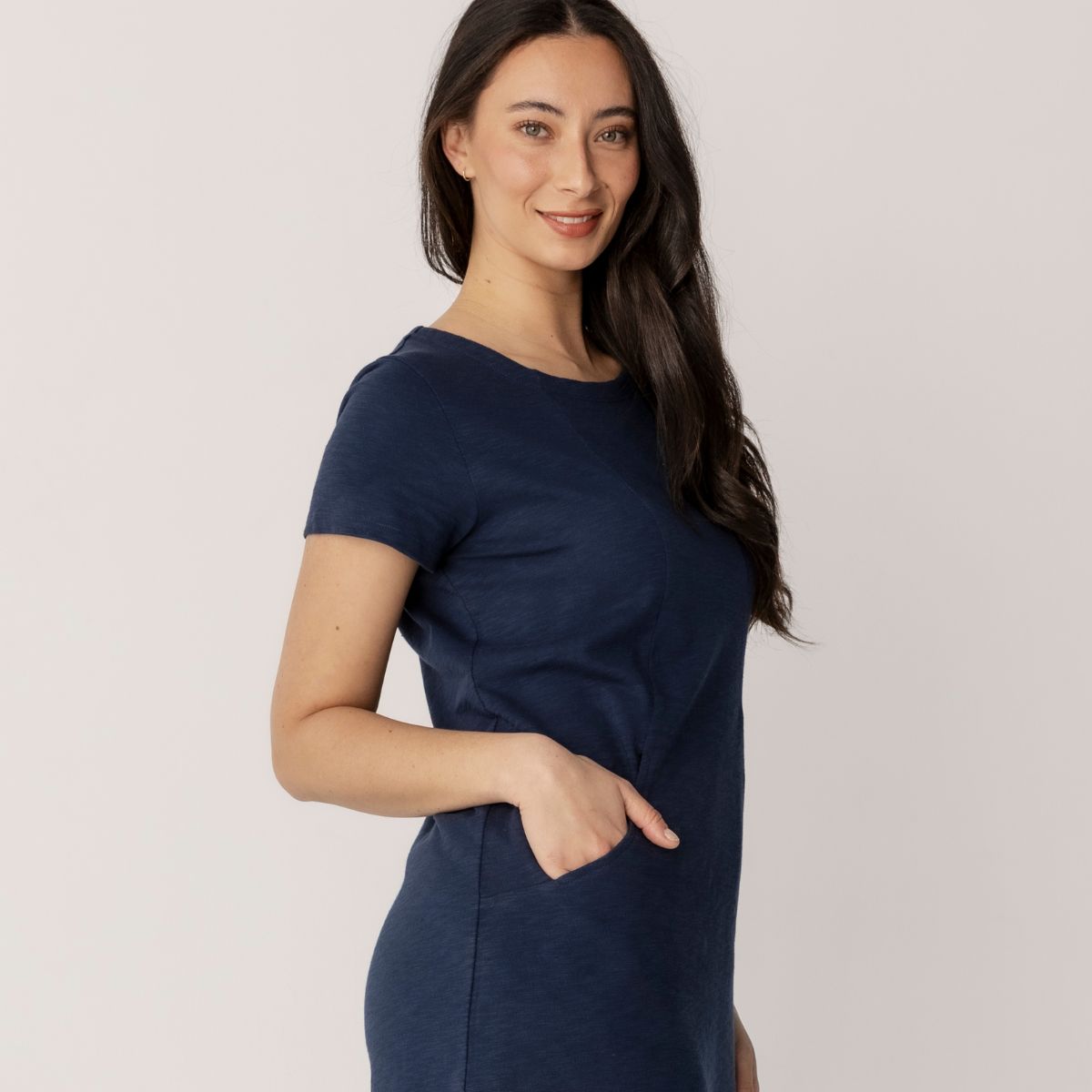 Short Sleeve Cotton Slub Dress