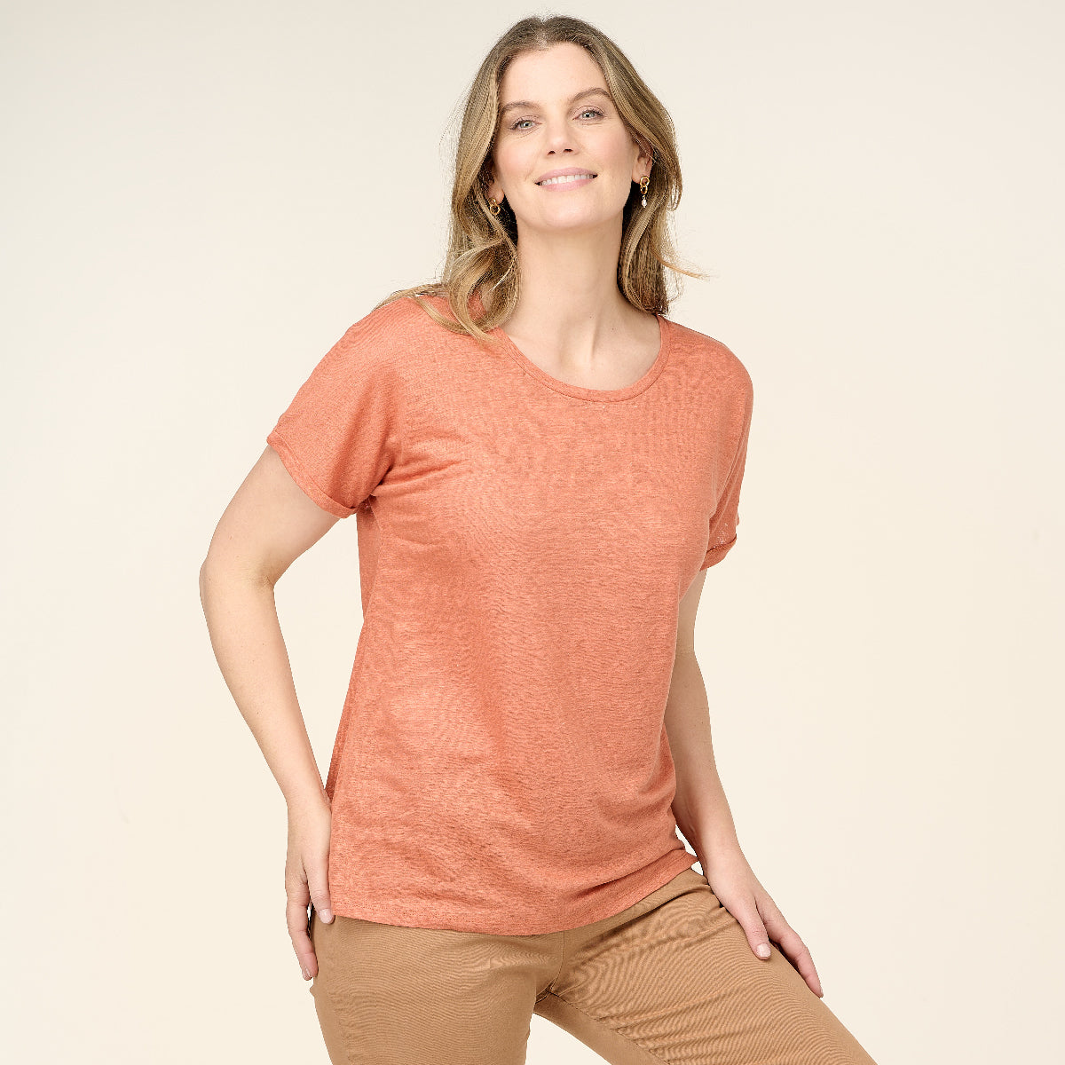 Linen Jersey Relaxed Tee Shirt