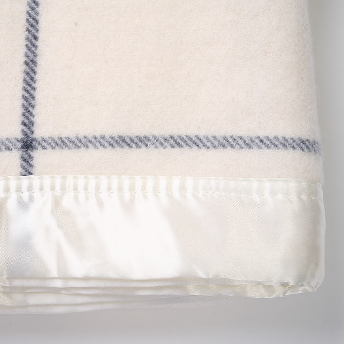 Fine Merino Wool Satin Check Baby Blanket B