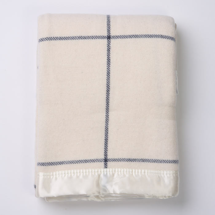 Fine Merino Wool Satin Check Baby Blanket B