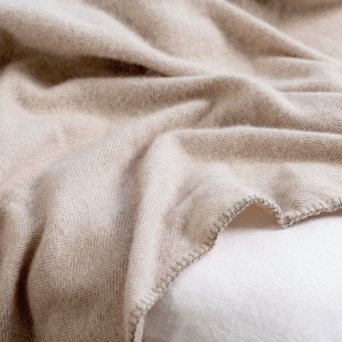 Alpaca Wool Stitch Baby Blanket Herringbone