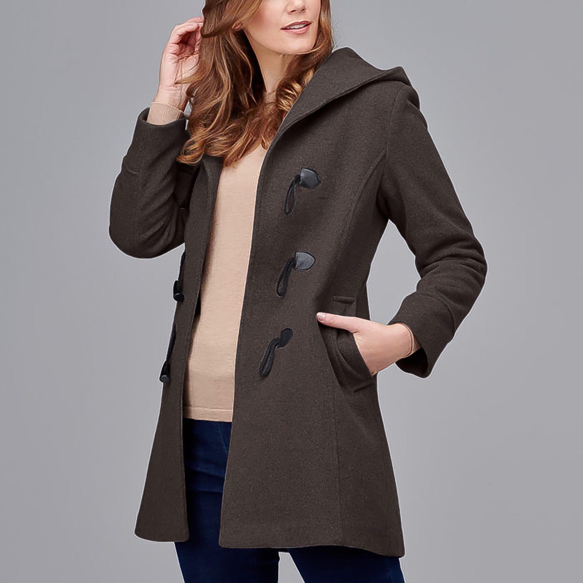 Womens hooded sales duffle coat