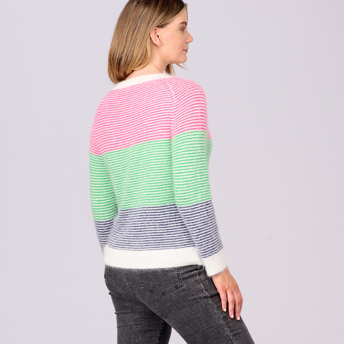 Angora Blend Multi Stripe Sweater