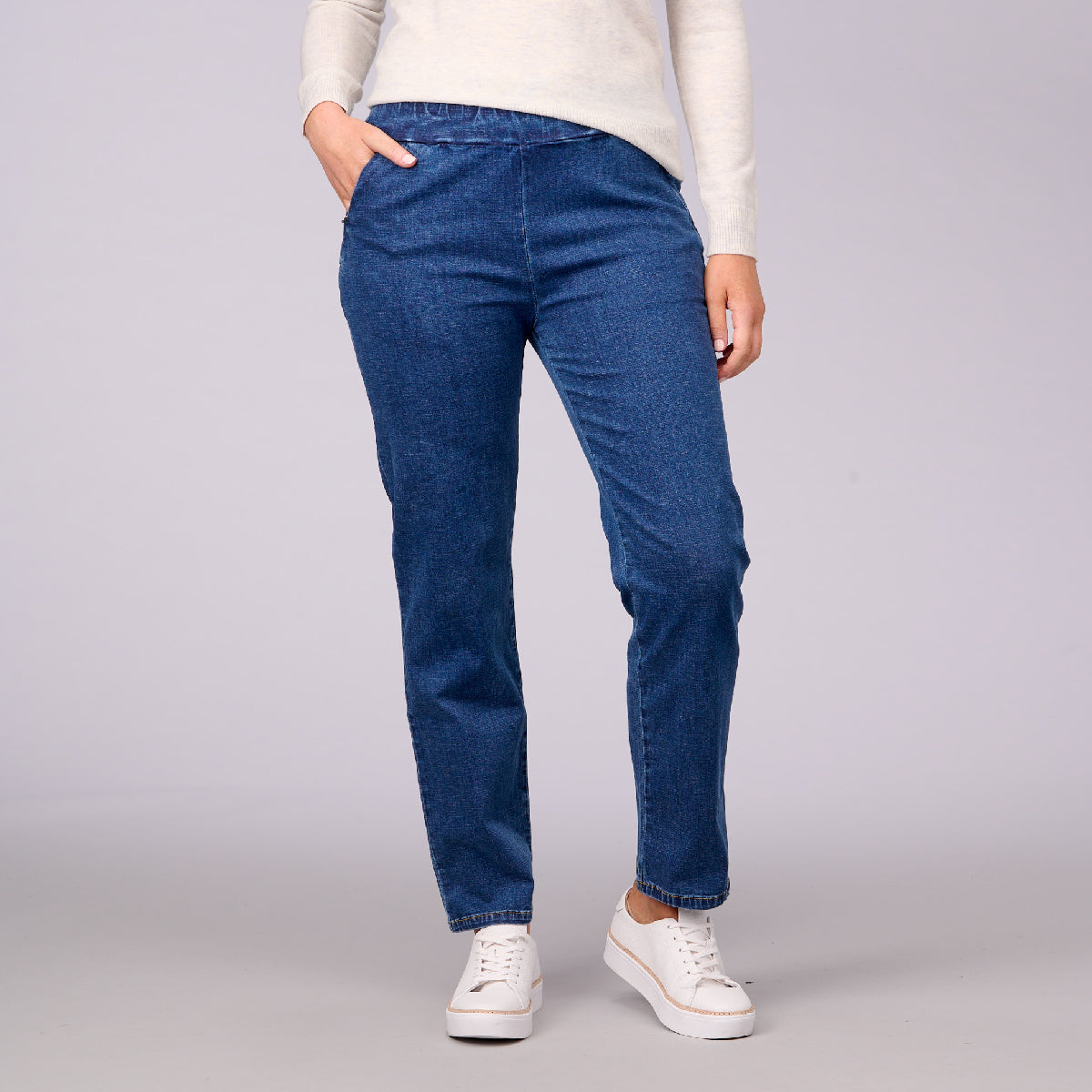 Hailey Zip Pocket Denim Pants Straight Full – Creswick Wool