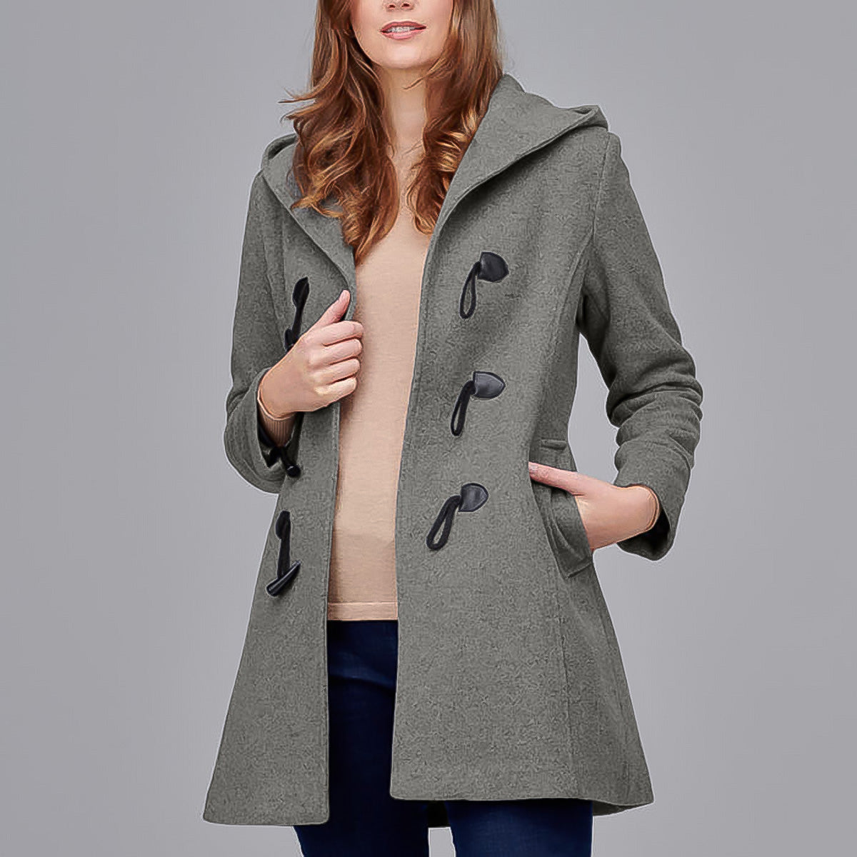 Grey duffle coat on sale ladies