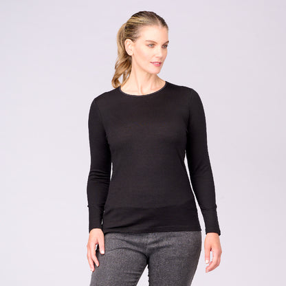 Emily Long Sleeve Merino Wool Crew Neck Top