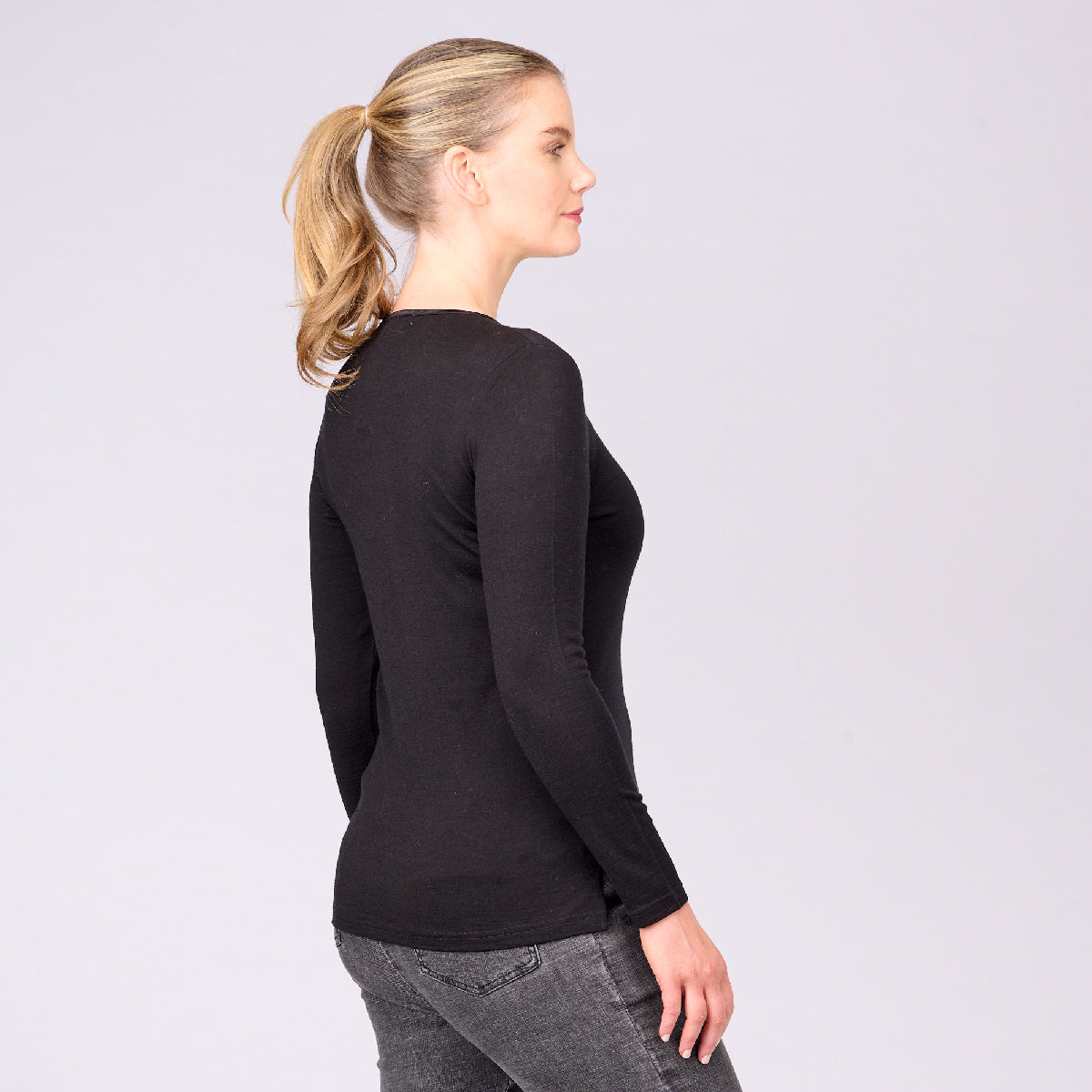 Emily Long Sleeve Merino Wool Crew Neck Top