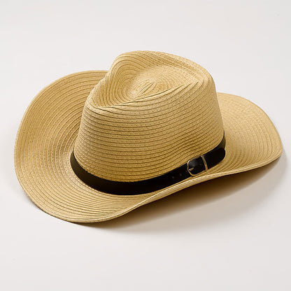 Wide Brim Buckle Trim Hat