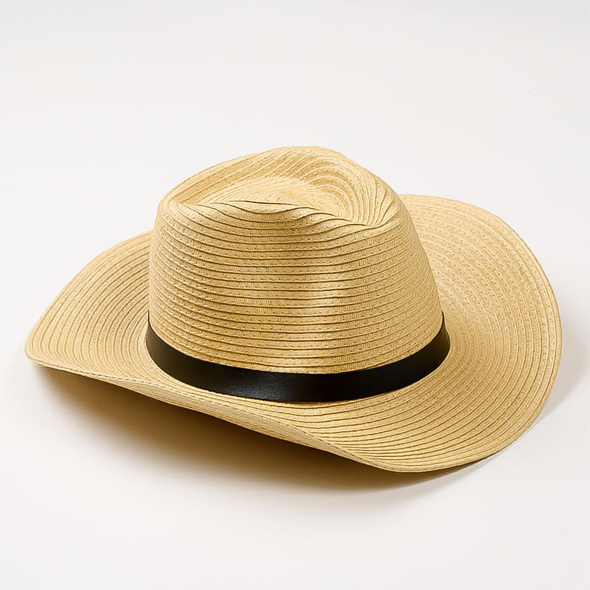 Wide Brim Buckle Trim Hat