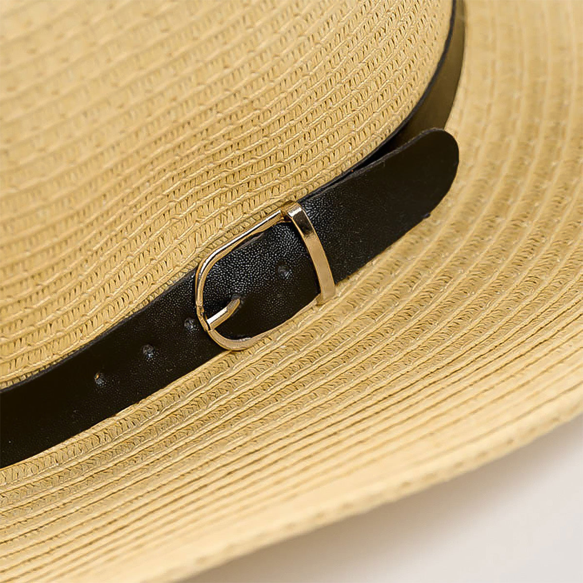 Wide Brim Buckle Trim Hat