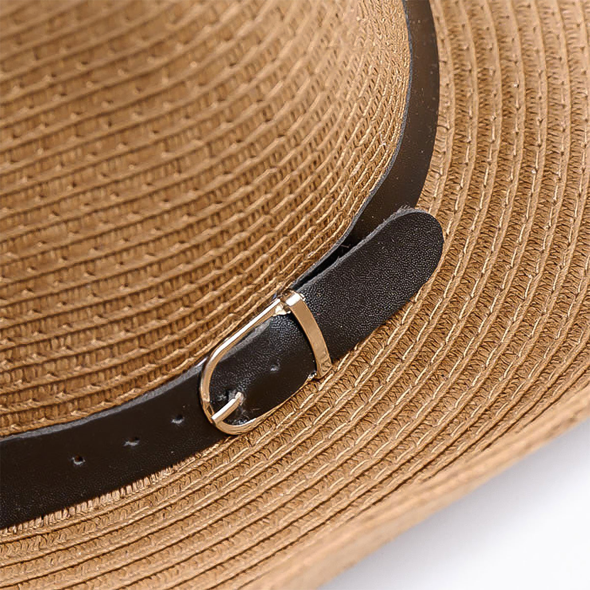 Wide Brim Buckle Trim Hat