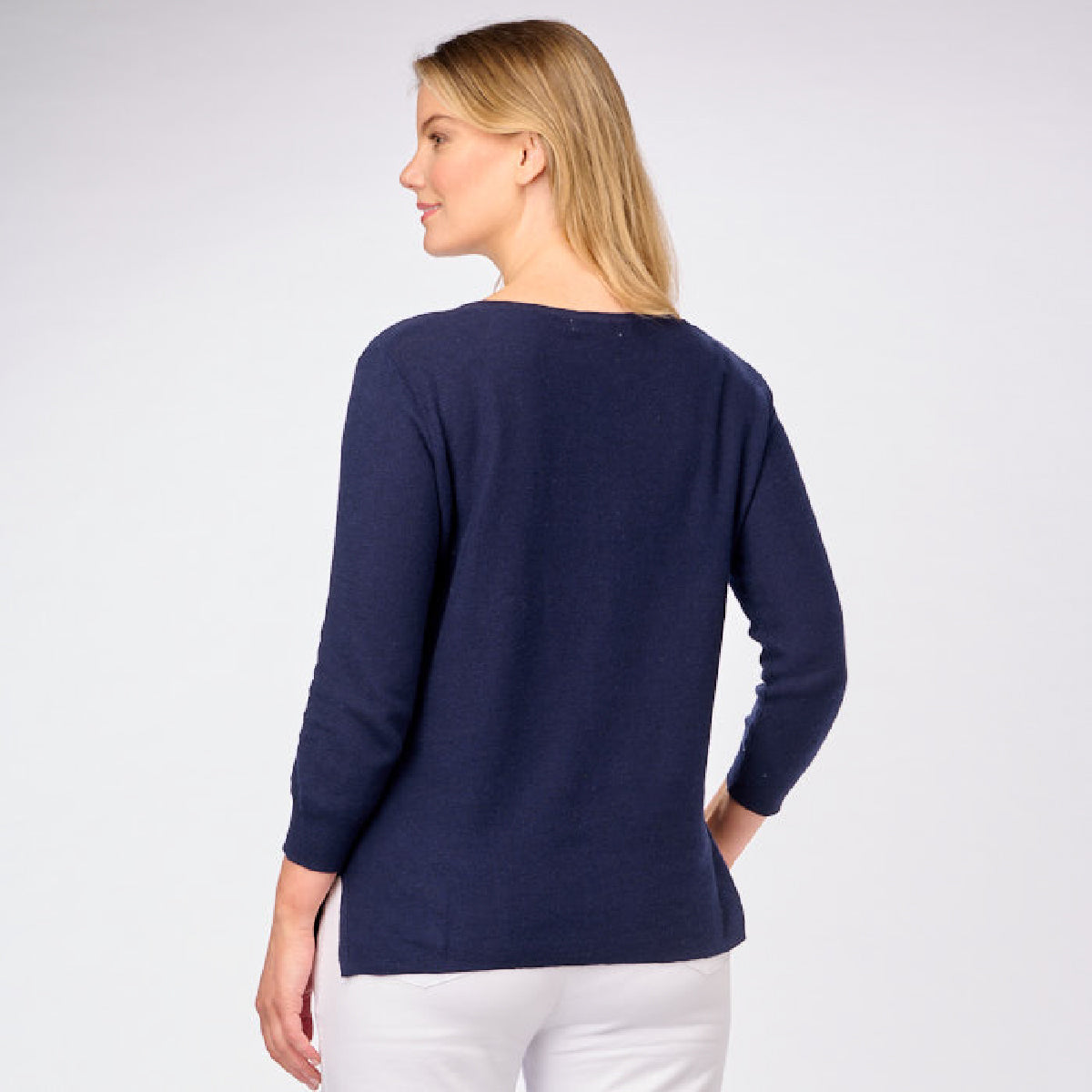 3/4 Sleeve Tucks Stitch Button To Neck Cardigan