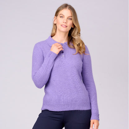 Angora Blend Polo Sweater